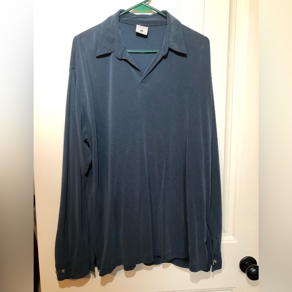 Columbia Long Sleeve Polo Shirt Mens Size XL Blue Polo Buttons At Wrist